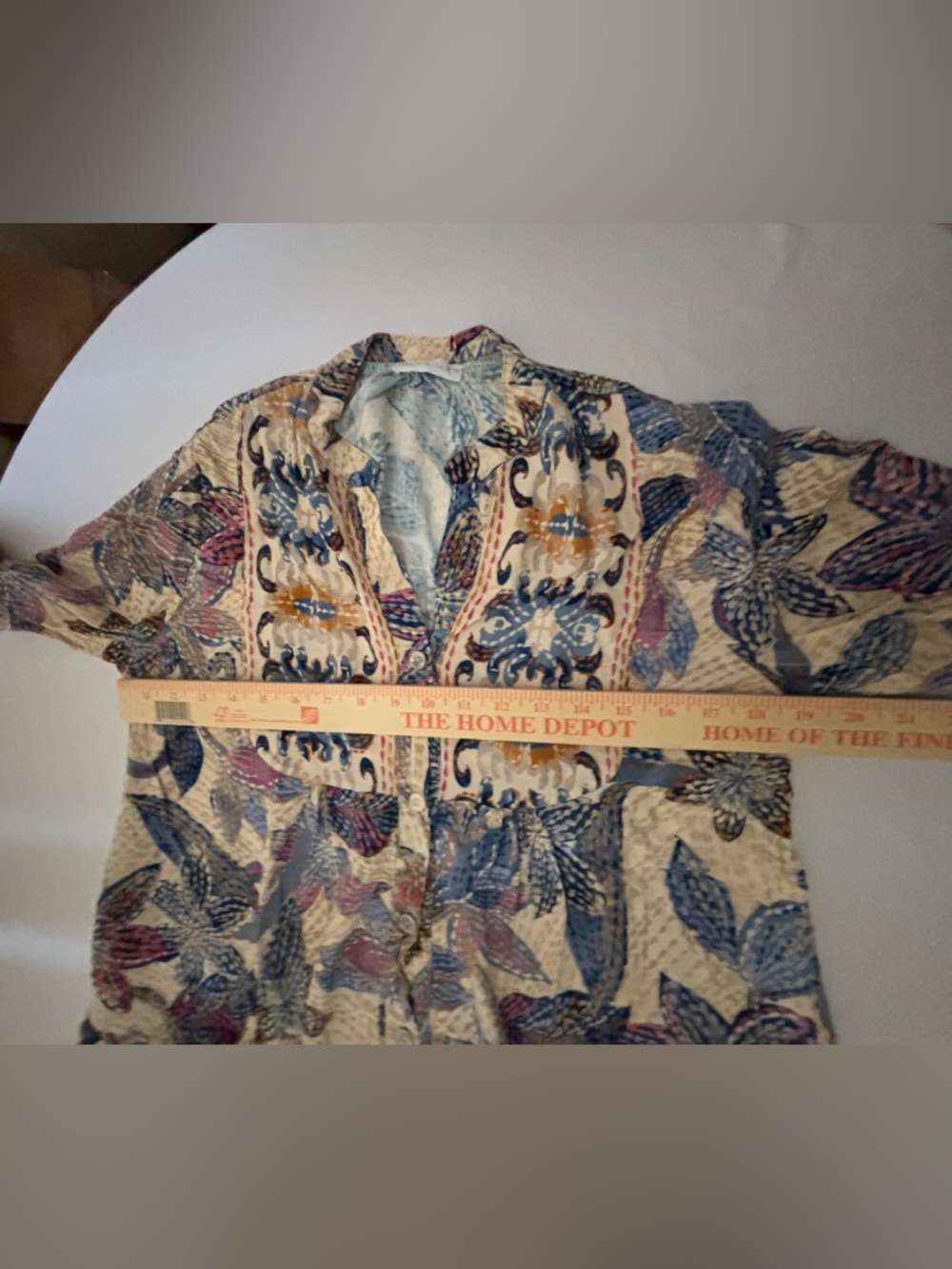 Made in Italy Bohemian Floral Tiered Mini Dress in Cream, Blue & Pink Women’s M - Picture 8 of 13
